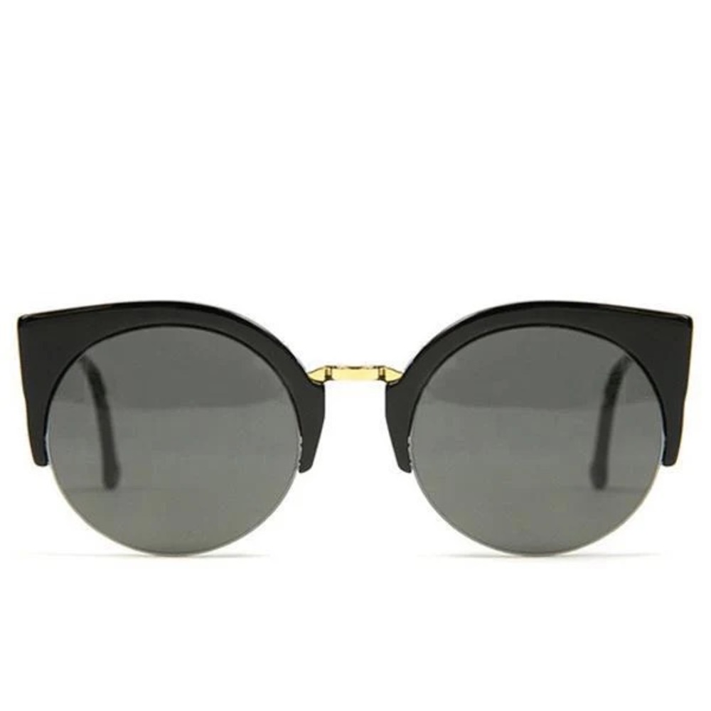 RetroSuperFuture Lucia Francis Black Gold Round Sunglasses Handmade in Italy